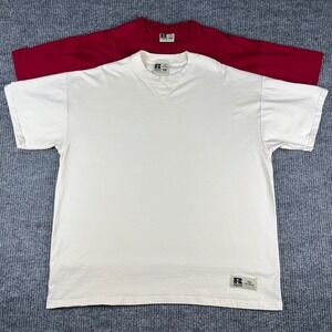 Vtg 90s Russell Athletic T Shirt Mens XL LOT of 2 Pro Cotton Crewneck Blank